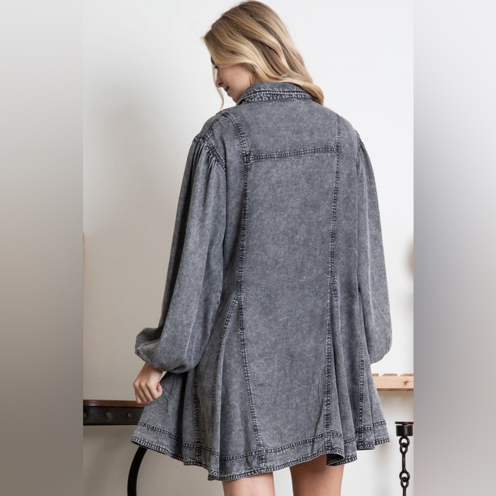 K5 Charcoal Denim Button-Up Dress - Picture 2 of 3